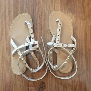 Charlotte Russe size 7 tan gold studded sandals